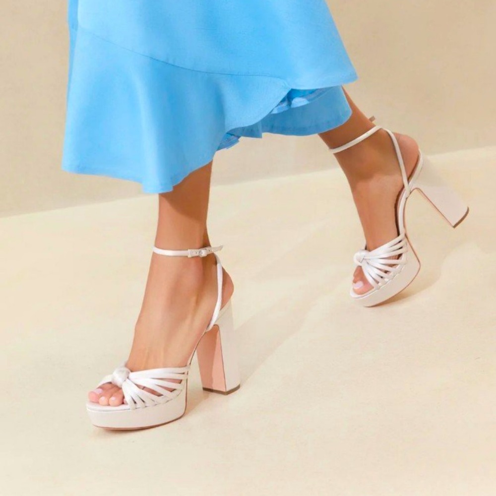 Loeffler Randall Rivka platform white satin US 7